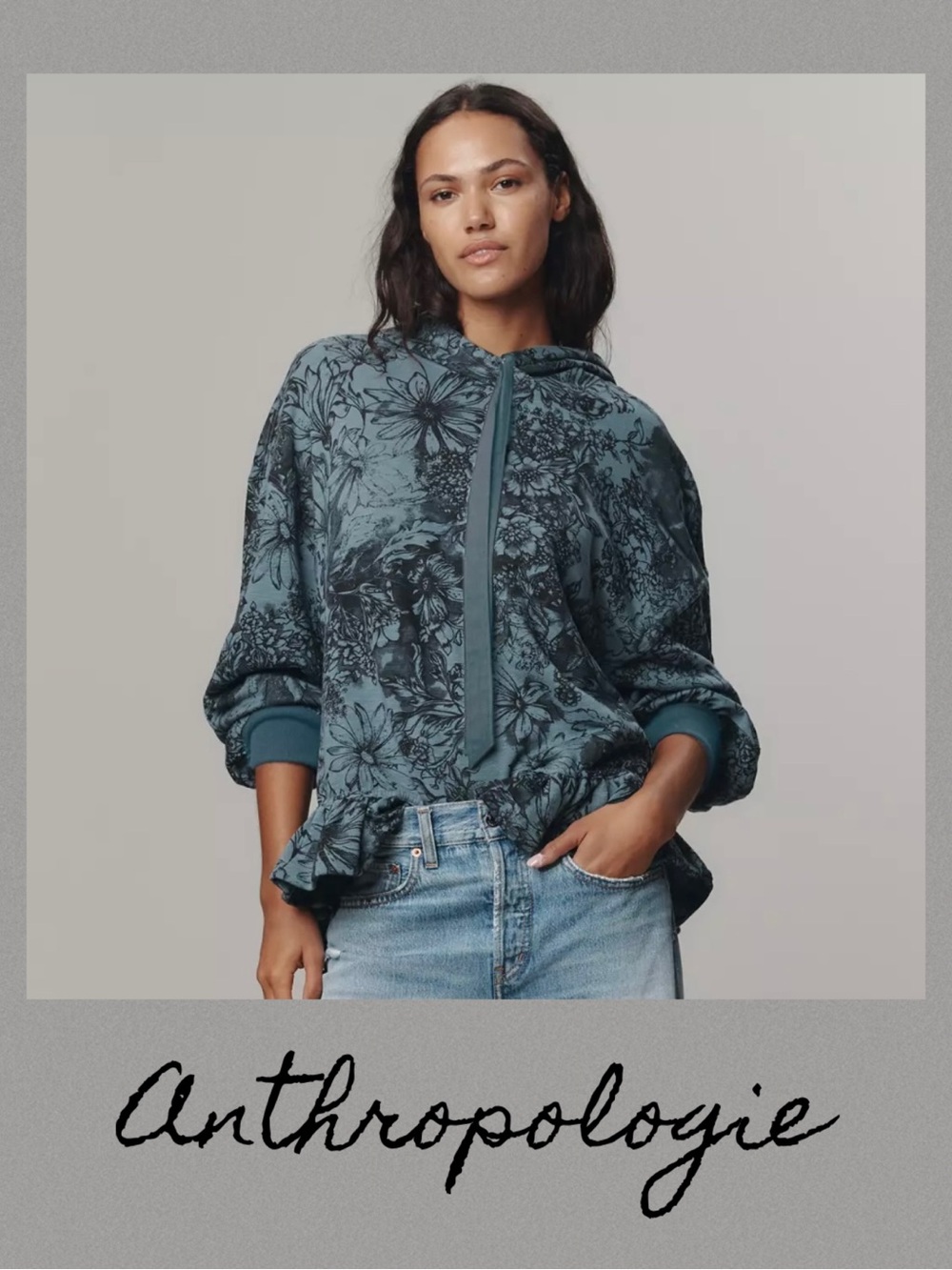 ☀️NWT Anthropologie - Pilcro Women’s Drop Shoulder Flounce Hoodie. Large